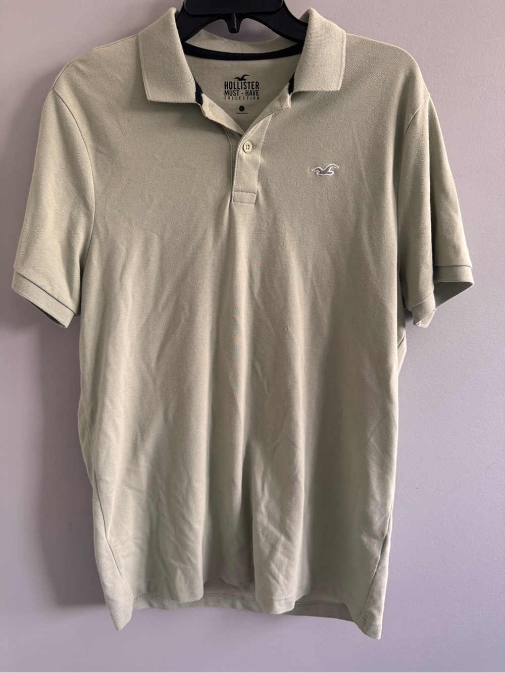 Hollister Must-Have Light Sage Green Polo Shirt Men’s Large